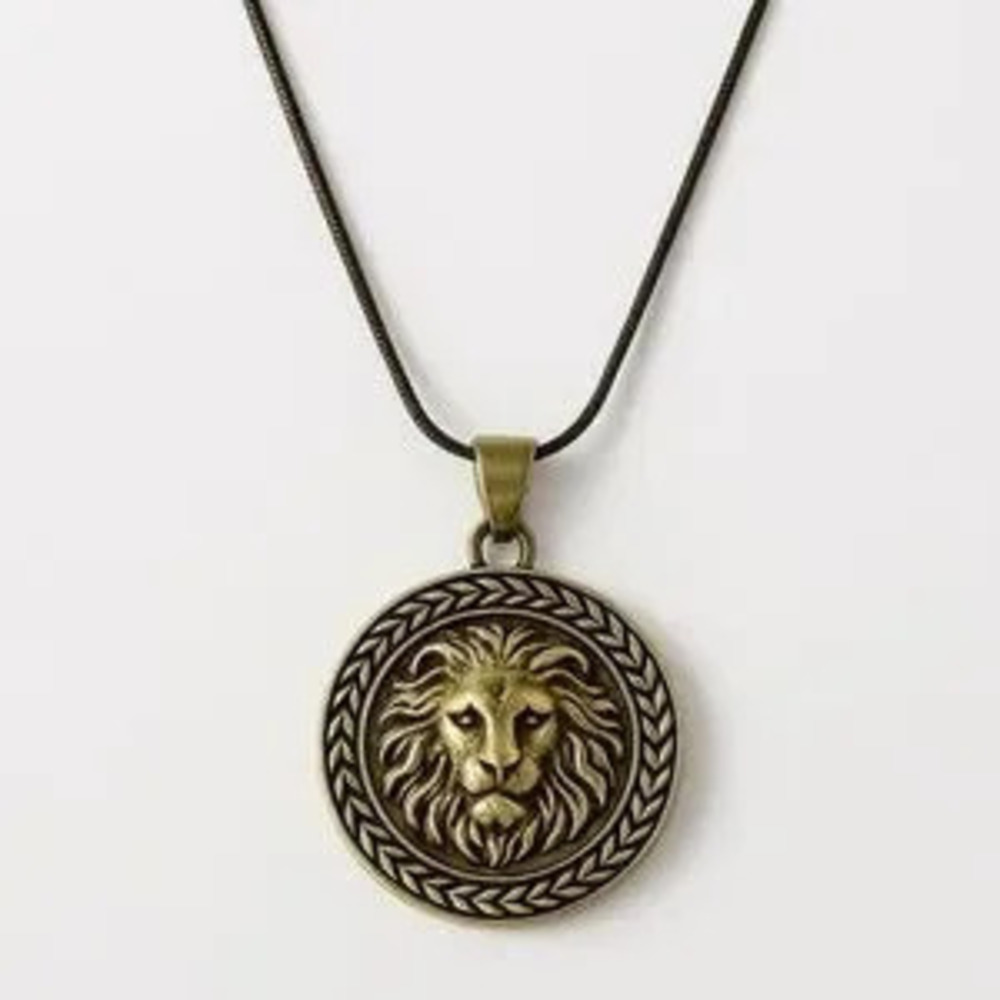 ???? Lion Gold Pendant With Unique Black-Gold Chain Necklace ????